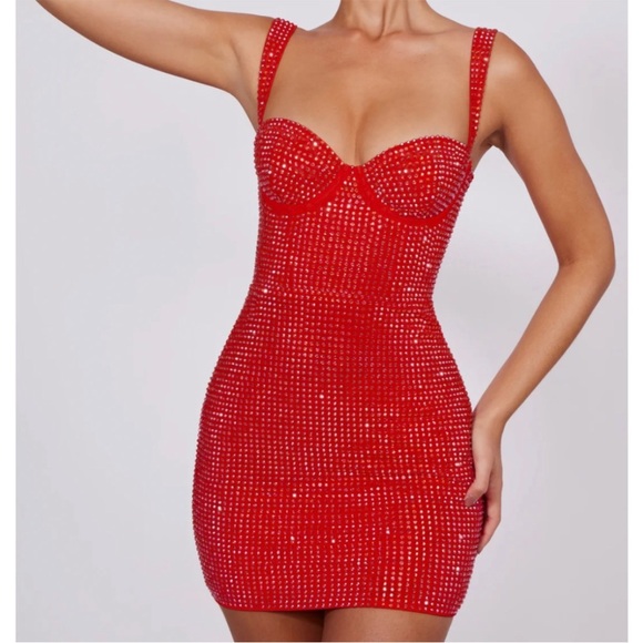 ISO Oh Polly Ines Mini Dress in Red iso size 6 D-F Cup - Picture 1 of 1